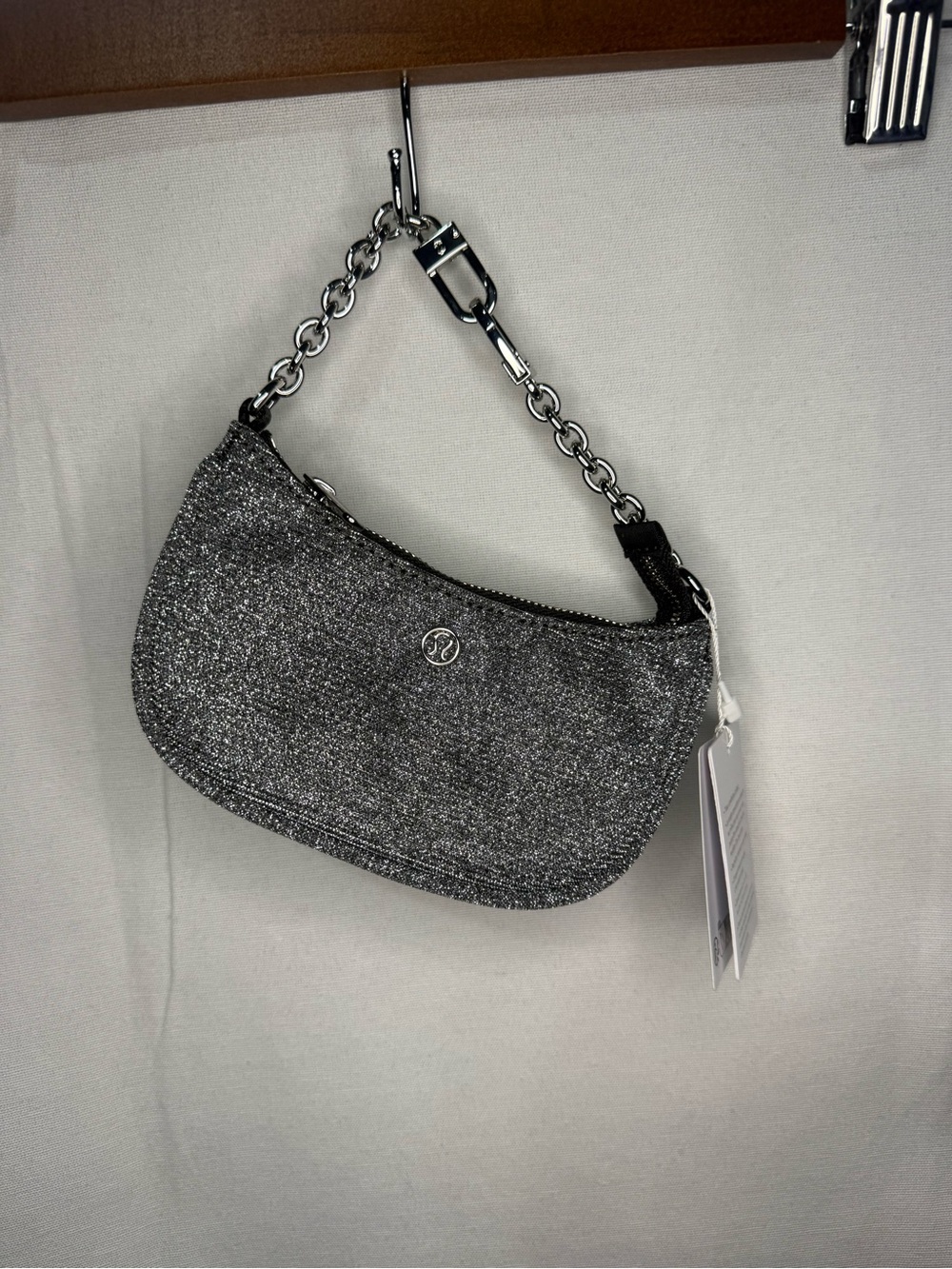 Sparkle Chain-Handle Wristlet Bag - Silver